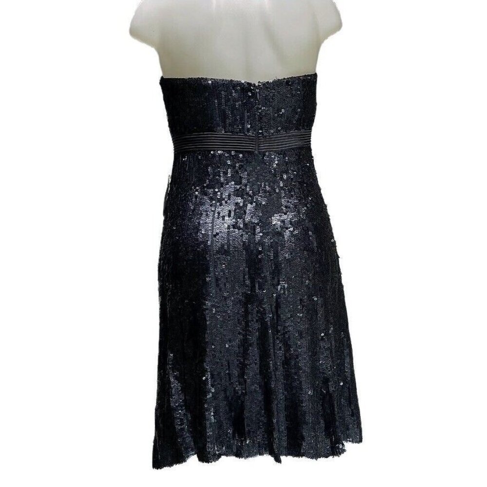 Strapless Black Sequin Cocktail Dress Knee-Length by BADGLEY MISCHKA - Picture 2 of 14